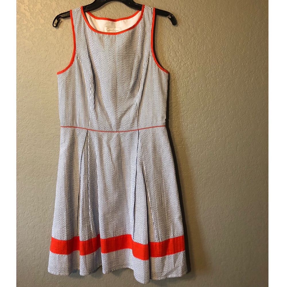 Seersucker Orange & Blue Dress